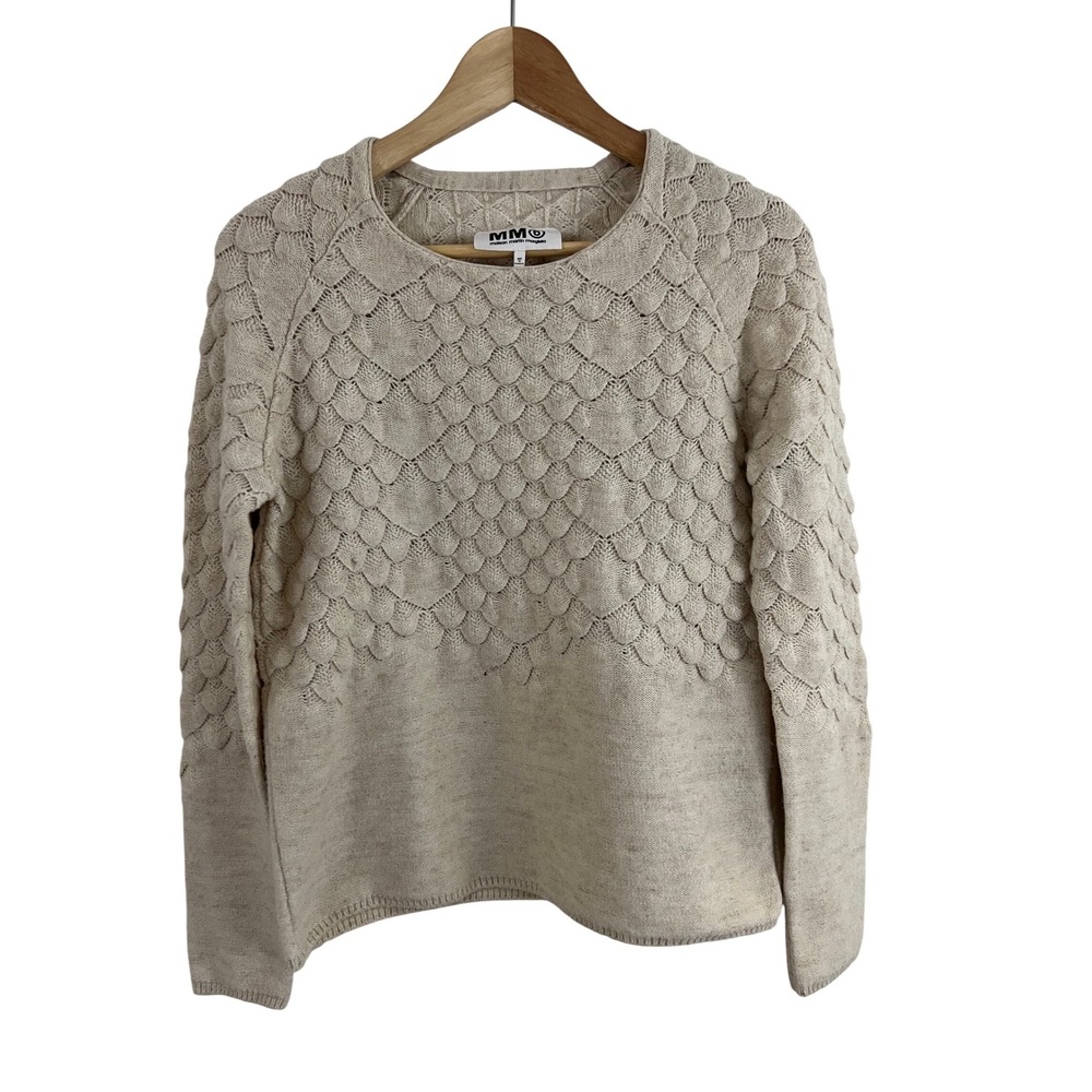 MM6 Maison Martin Margiela Sweater Womens 1 Scalloped Textured Knit Pullover